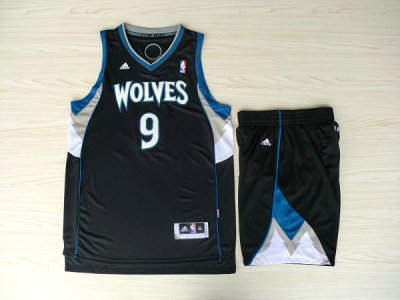 Maillot De Basket Minnesota Timberwolves Ricky Rubio 9 Tissus Sportif Fans Edition Noir Survetement